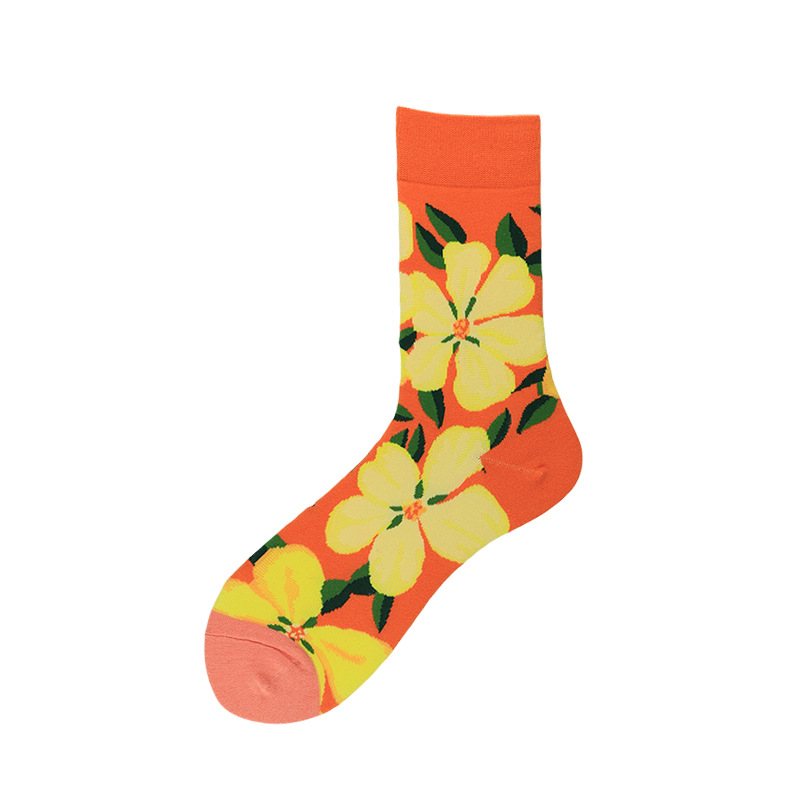 Colorful Flowers In Spring And Summer Series Men In Tube Socks Cotton Socks Wholesale